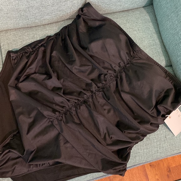 Good American Strapless Ruched One-Piece Black Swimsuit - Picture 9 of 9